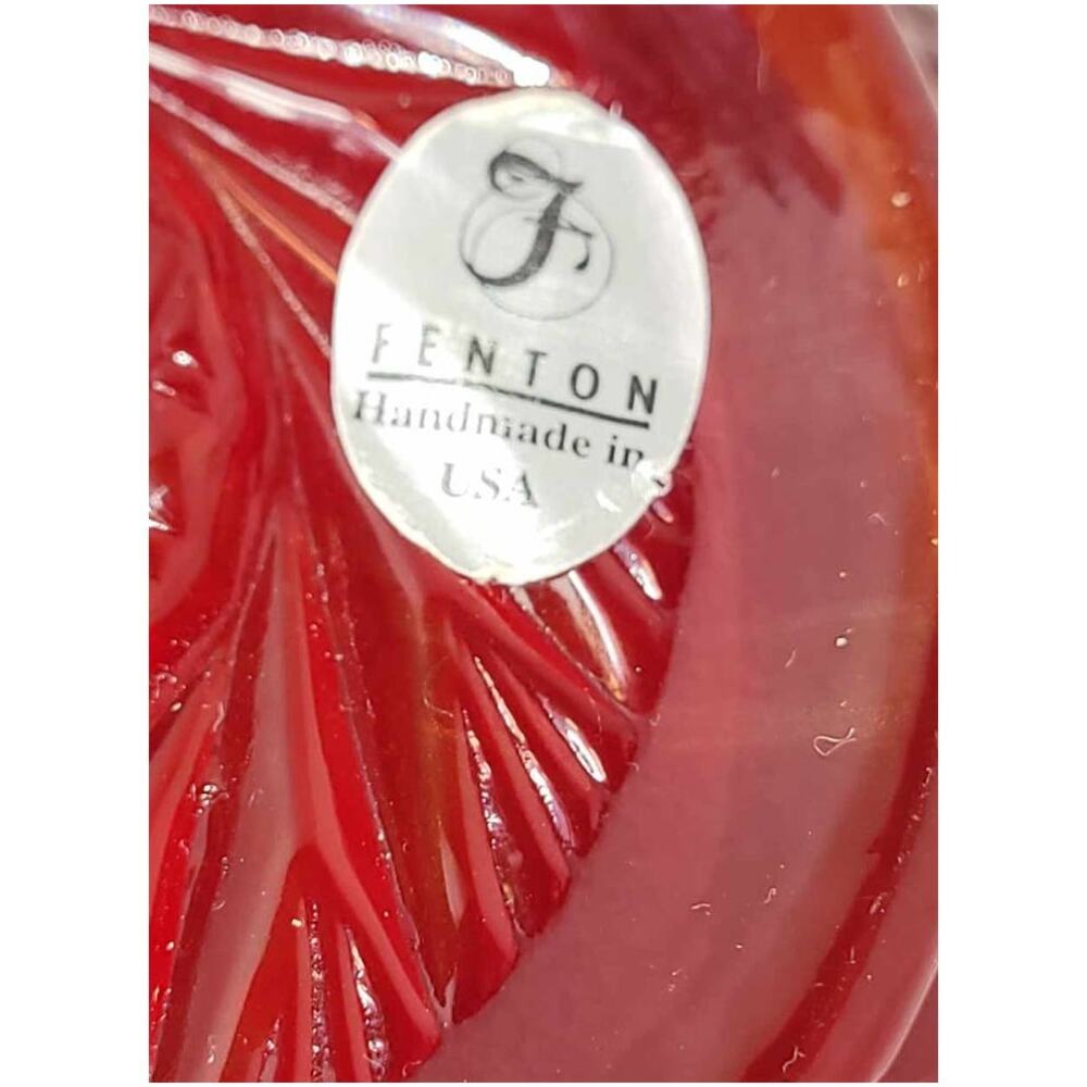 Deep Ruby Red Vintage Fenton Cut Crystal Bowl w/Pinwheel Star Glass Bowl - Picture 7 of 9